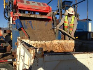 Cuttings coming off shale shaker